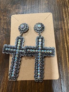 Rhinestone Cross Earrings